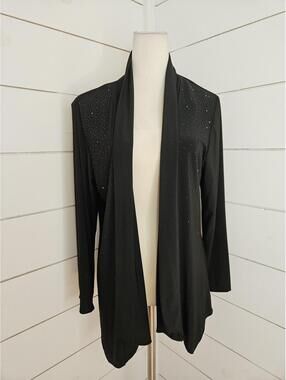 MSK large black sequined open front cardigan